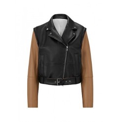 Leather Regular-Fit Jacket With Removable Sleeves