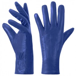 Warm Driving Lambskin Leather Gloves Blue