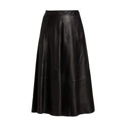 A-Line Leather Midi-Skirt