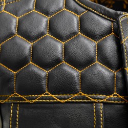 Men's Club Style Leather Vest - Gold
