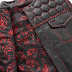 Men's Club Style Leather Vest - Red